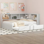 Full Metal Daybed with Trundle, Storage Cabinets, and USB Ports
