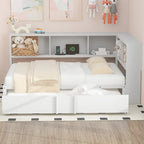 Full Metal Daybed with Trundle, Storage Cabinets, and USB Ports