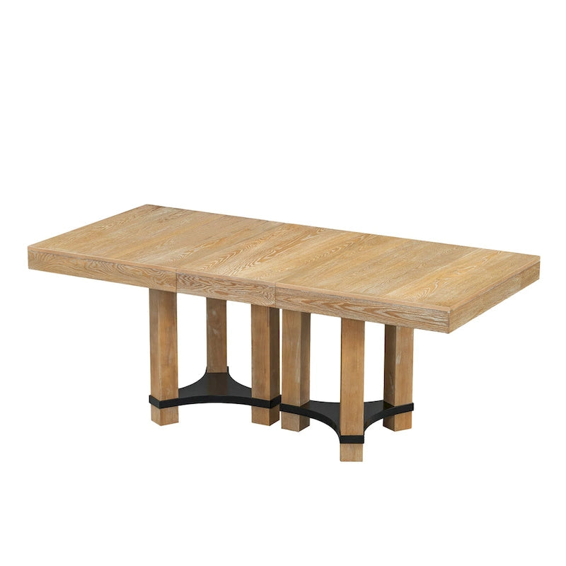 Rustic Style 7-Piece Extendable Dining Table Set with Removable Leaf, 2 Arm Chairs and 4 Armless Chairs