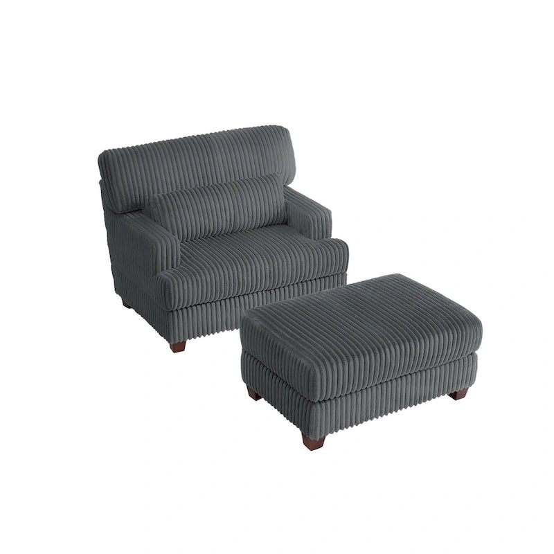 Oversized Chaise Longue Accent Chair with Ottoman