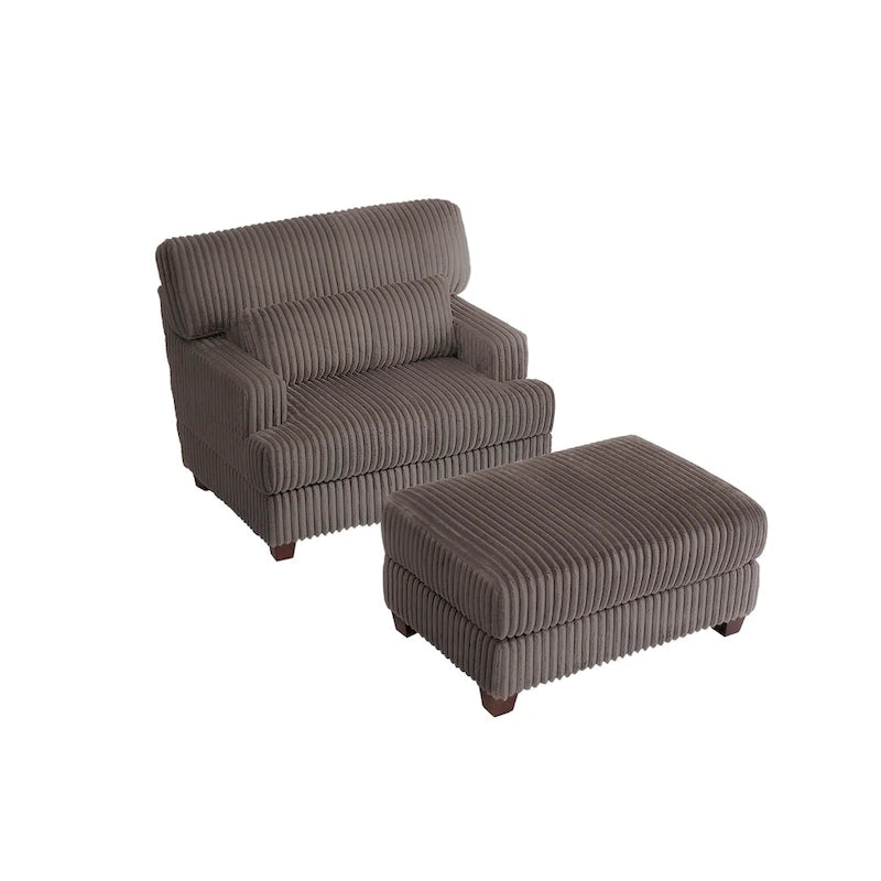 Oversized Chaise Longue Accent Chair with Ottoman