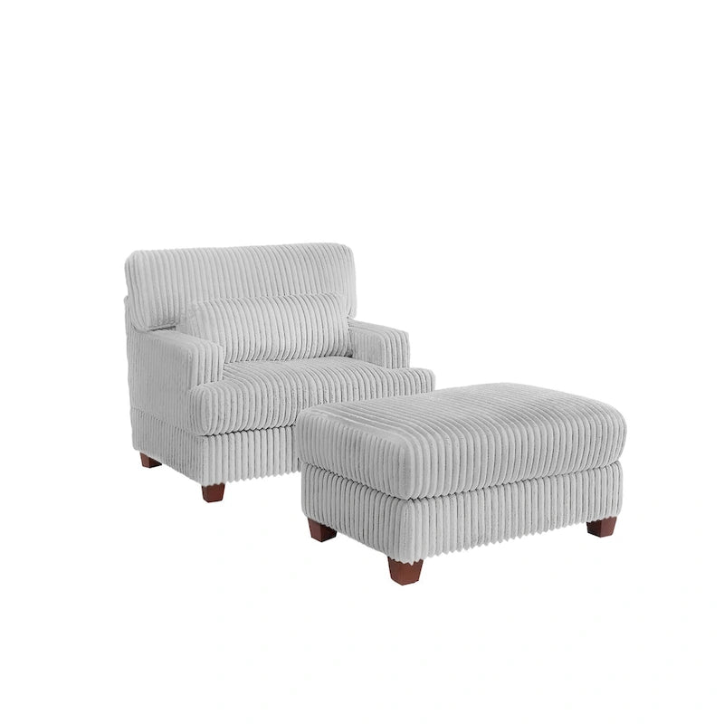 Oversized Chaise Longue Accent Chair with Ottoman
