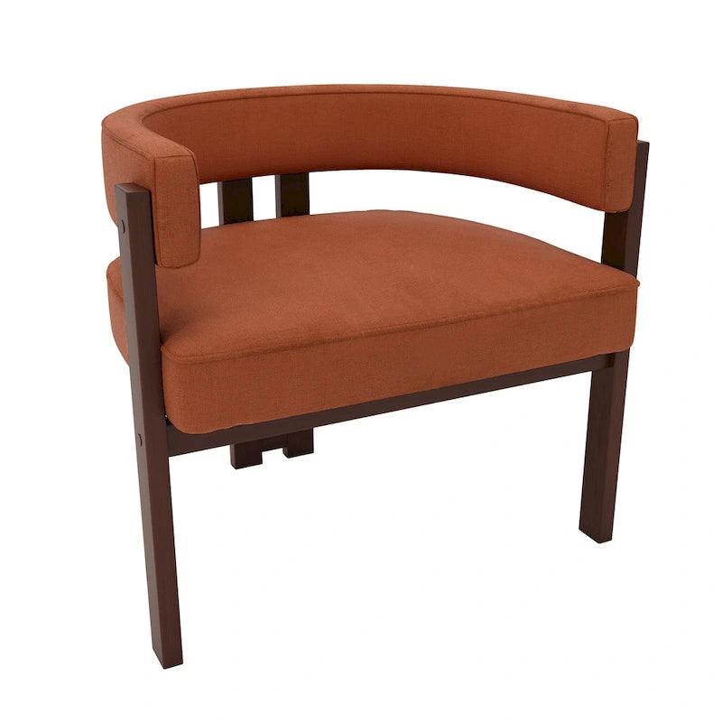 Modern Accent Chair Upholstered Armchair with Open Back 3 Legs Barrel Dining Chair Comfy Side Chair for Living Room Set of 2