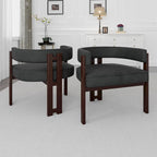 Modern Accent Chair Upholstered Armchair with Open Back 3 Legs Barrel Dining Chair Comfy Side Chair for Living Room Set of 2