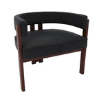 Modern Accent Chair Upholstered Armchair with Open Back 3 Legs Barrel Dining Chair Comfy Side Chair for Living Room Set of 2
