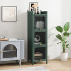 Modern Glass Door Cabinet with Featuring Storage, for Entryway Living Room Bathroom Dining Room