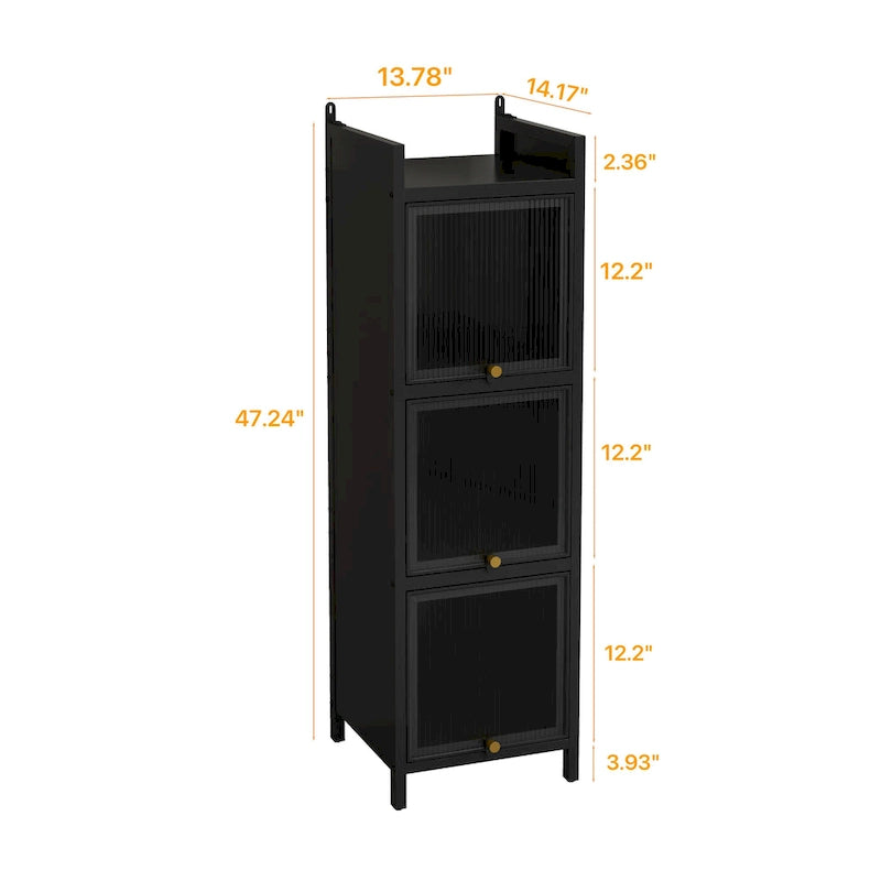 Modern Glass Door Cabinet with Featuring Storage, for Entryway Living Room Bathroom Dining Room