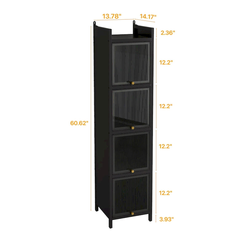 Modern Glass Door Cabinet with Featuring Storage, for Entryway Living Room Bathroom Dining Room