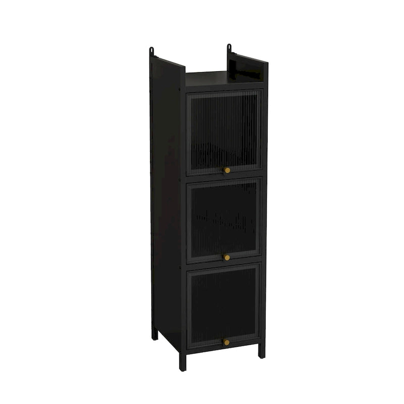 Modern Glass Door Cabinet with Featuring Storage, for Entryway Living Room Bathroom Dining Room