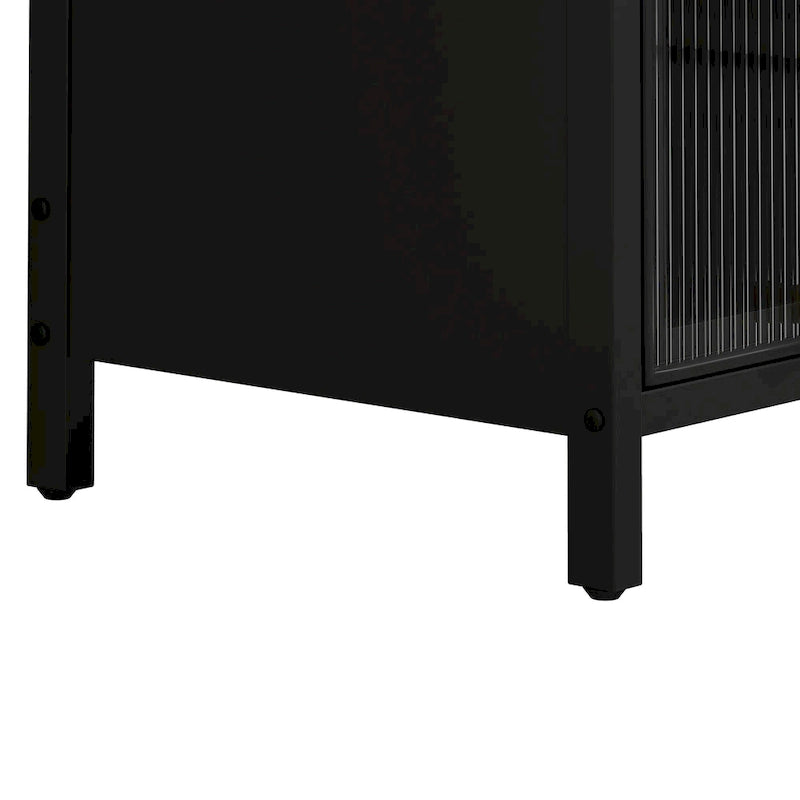 Modern Glass Door Cabinet with Featuring Storage, for Entryway Living Room Bathroom Dining Room