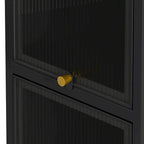 Modern Glass Door Cabinet with Featuring Storage, for Entryway Living Room Bathroom Dining Room
