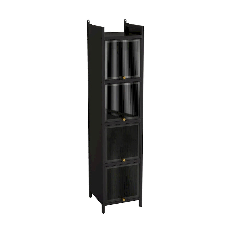 Modern Glass Door Cabinet with Featuring Storage, for Entryway Living Room Bathroom Dining Room