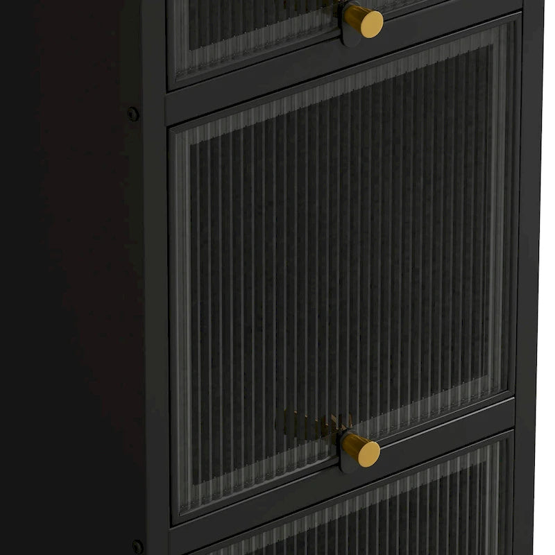 Modern Glass Door Cabinet with Featuring Storage, for Entryway Living Room Bathroom Dining Room