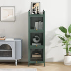 Modern Glass Door Cabinet with Featuring Storage, for Entryway Living Room Bathroom Dining Room