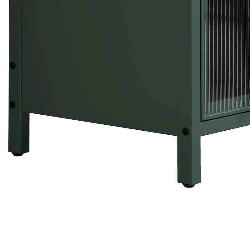 Modern Glass Door Cabinet with Featuring Storage, for Entryway Living Room Bathroom Dining Room