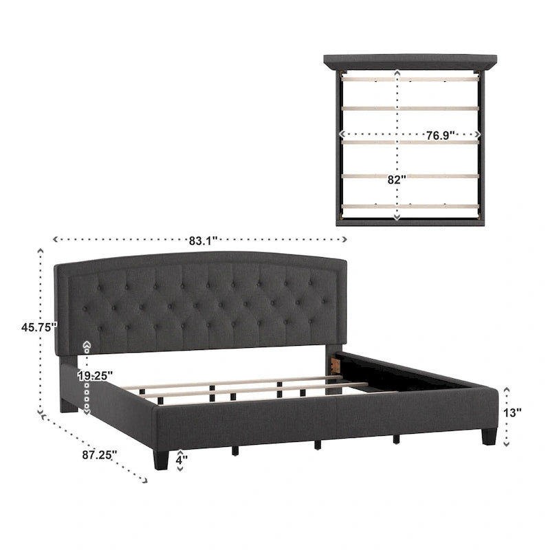 Fontana Adjustable Diamond-tufted Arched Back Bed by