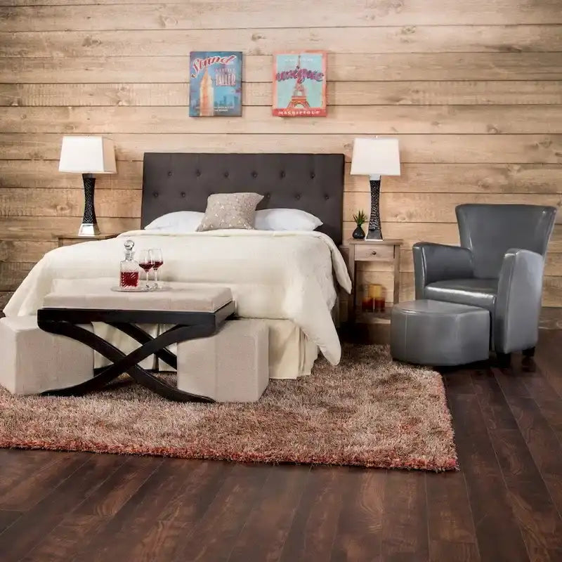 Zele Modern Ivory Linen Adjustable Headboard