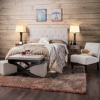 Zele Modern Ivory Linen Adjustable Headboard