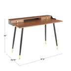Carson Carrington Creggan Mid-Century Modern Black Metal & Wood Office Desk