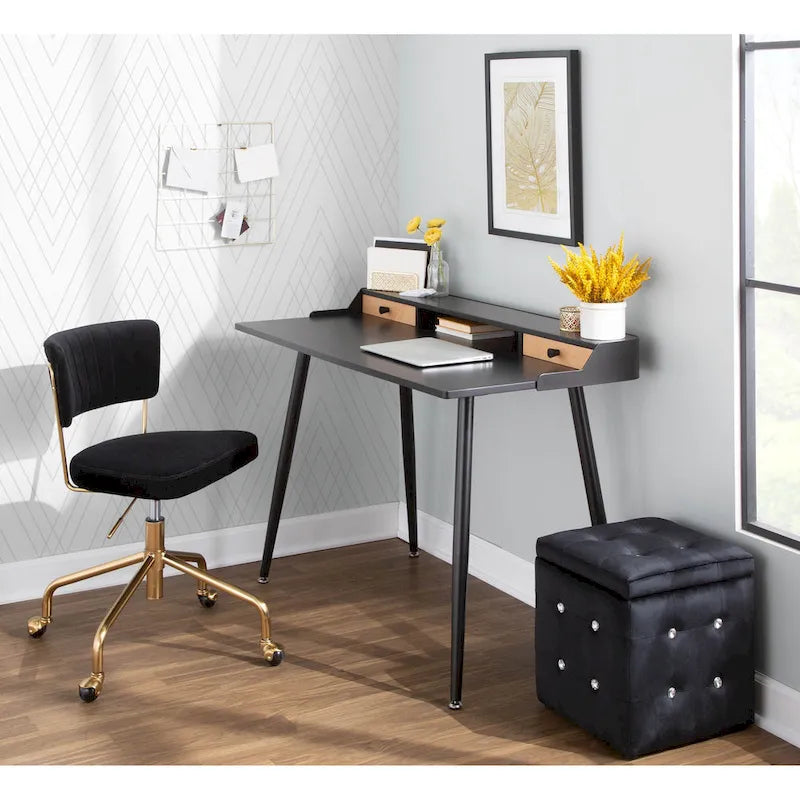 Carson Carrington Creggan Mid-Century Modern Black Metal & Wood Office Desk