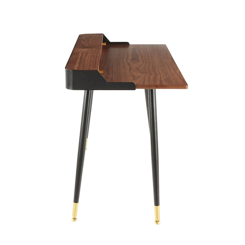 Carson Carrington Creggan Mid-Century Modern Black Metal & Wood Office Desk