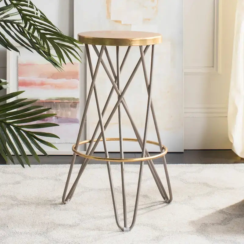 SAFAVIEH Elissa 30 Inch Gold Leaf Bar Stool - 18 x 18 x 30 - 18Wx18Dx30H