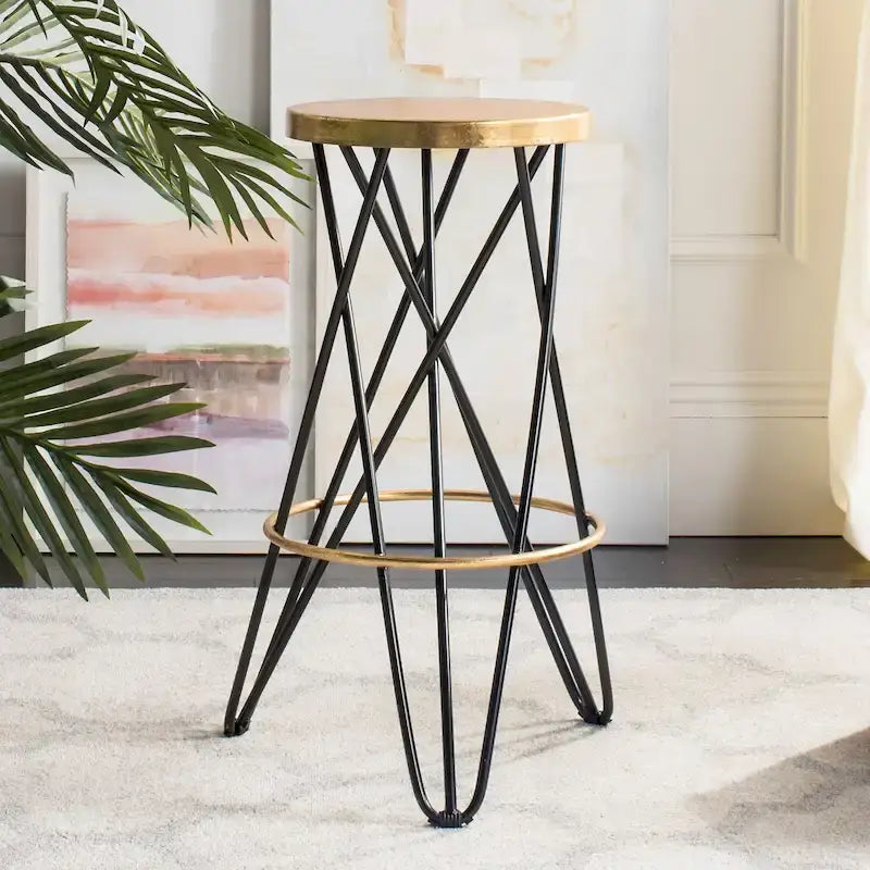 SAFAVIEH Elissa 30 Inch Gold Leaf Bar Stool - 18 x 18 x 30 - 18Wx18Dx30H