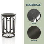 Lars Modern Round Small End Table with Marble Top, Sturdy Decorative Metal Base by Furniture of America