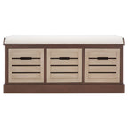 SAFAVIEH Mozella 3-Drawer Cushion Bench - 42 W x 15 D x 20 H - 42Wx15Dx20H