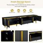 Luxury Minimalism TV Stand Storage Cabinet with Golden Accents - 13.90 x 78.80 x 19.00