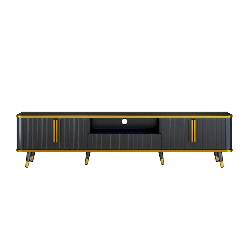 Luxury Minimalism TV Stand Storage Cabinet with Golden Accents - 13.90 x 78.80 x 19.00