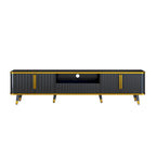 Luxury Minimalism TV Stand Storage Cabinet with Golden Accents - 13.90 x 78.80 x 19.00