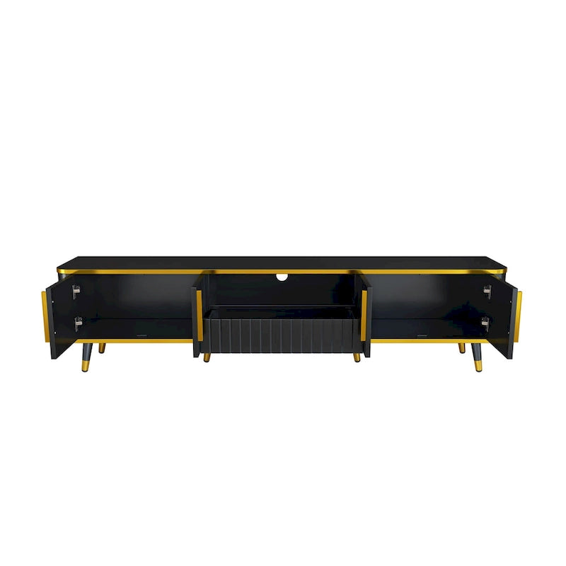 Luxury Minimalism TV Stand Storage Cabinet with Golden Accents - 13.90 x 78.80 x 19.00