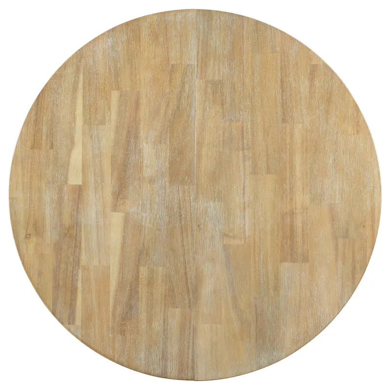 TREXM Farmhouse Round Extendable Dining Table with 16 Leaf Wood Kitchen Table
