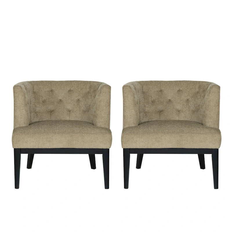 Clough Fabric or Faux Leather Tufted Accent Chair (Set of 2) by Christopher Knight Home