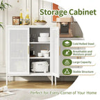 Metal Storage Cabinet with 2 Doors and 2 Adjustable Shelves, Steel Lockable Garage Storage Cabinet