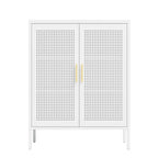 Metal Storage Cabinet with 2 Doors and 2 Adjustable Shelves, Steel Lockable Garage Storage Cabinet