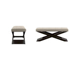 Marzala Beige Linen Wood X-Base Bench