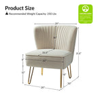 Barto Modern Velvet Tufted Side Chair with Golden Legs by HULALA HOME