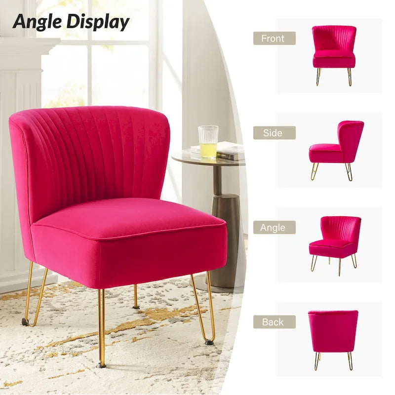 Barto Modern Velvet Tufted Side Chair with Golden Legs by HULALA HOME