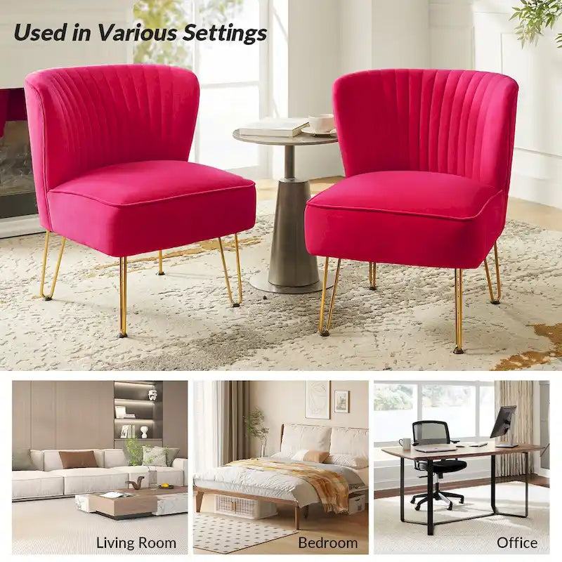 Barto Modern Velvet Tufted Side Chair with Golden Legs by HULALA HOME