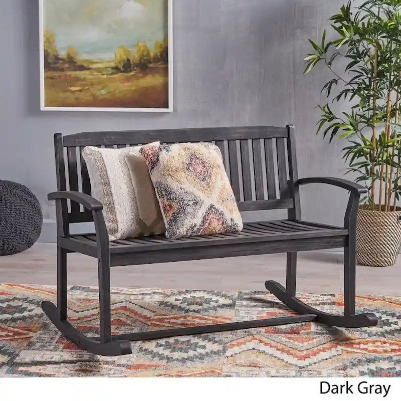 Amina Acacia Wood Patio Glider by Christopher Knight Home