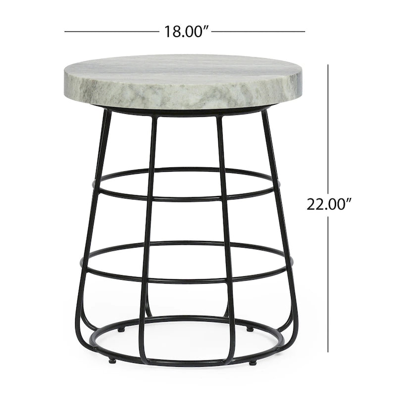 Woodbine Modern Handcrafted Marble Side Table by Christopher Knight Home - 18.00 L x 18.00 W x 22.00 H