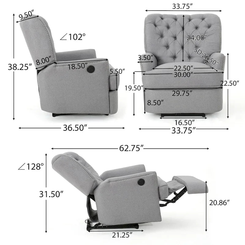 Salomo Tufted Fabric Power Recliner by Christopher Knight Home
