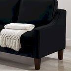 Modern 3-Seat Sofa Couch with Scooped Armrest and Wood Legs - 29.00 x 74.00 x 34.25