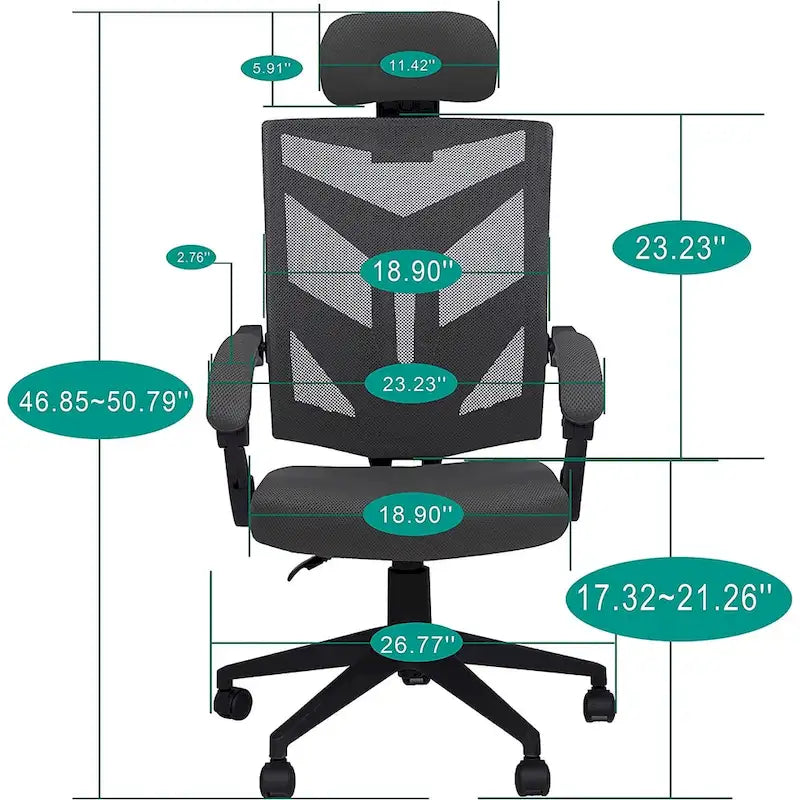 Adjustable Office Chair with Headrest Ergonomic Desk Chair High Back Mesh Office Chairs with Lumbar Support with Wheels