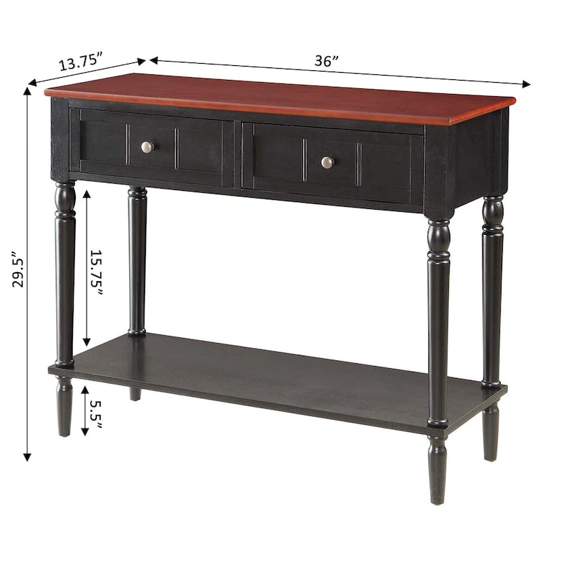 French Country 2 Drawer Hall Table with Shelf