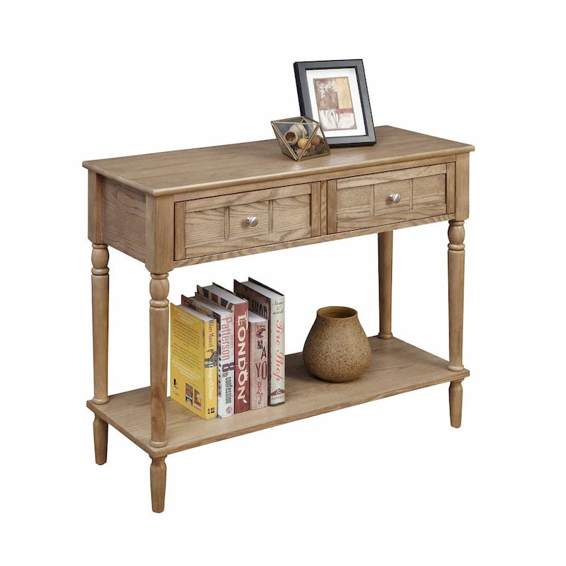 French Country 2 Drawer Hall Table with Shelf