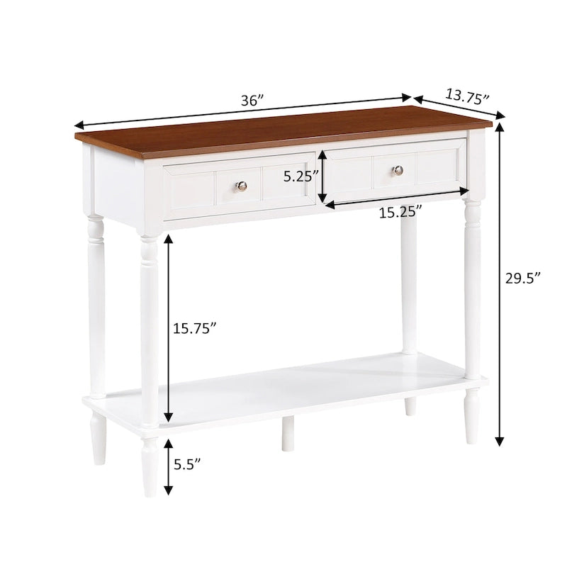 French Country 2 Drawer Hall Table with Shelf