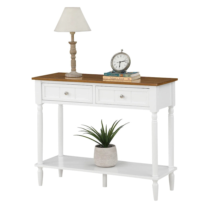 French Country 2 Drawer Hall Table with Shelf